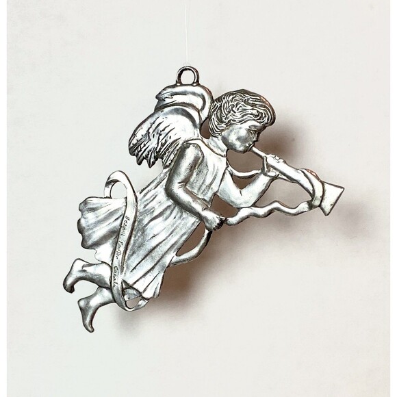 Vintage Seagull Pewter Canada Angel With Trumpet Ornament Christmas Holiday 80s - Picture 1 of 5